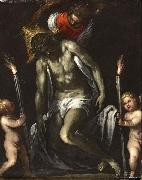 PALMA GIOVANE Christ supported by two cherubs supporting a Cero USA oil painting artist